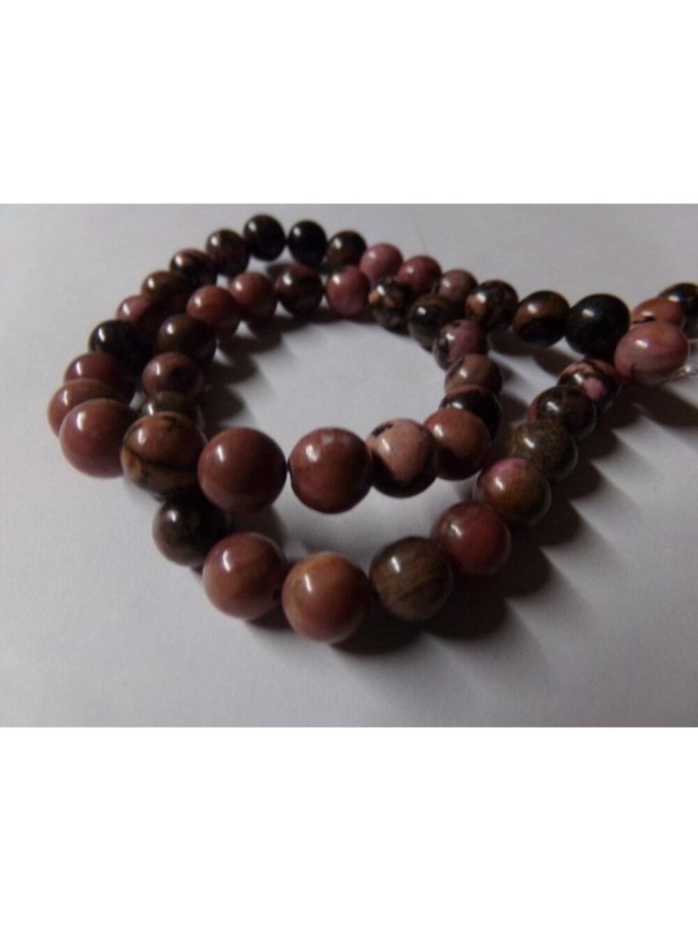 1 Strand Rhodonite Round 8mm Beads